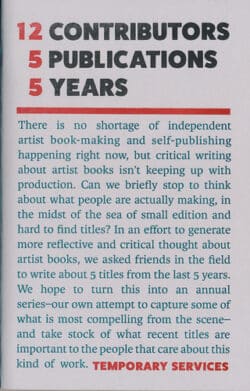 12 CONTRIBUTORS, 5 PUBLICATIONS, 5 YEARS - Temporary Services